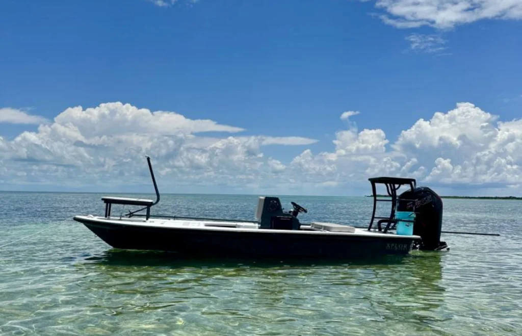 Xplor X7 technical poling skiff in shallow Key West waters